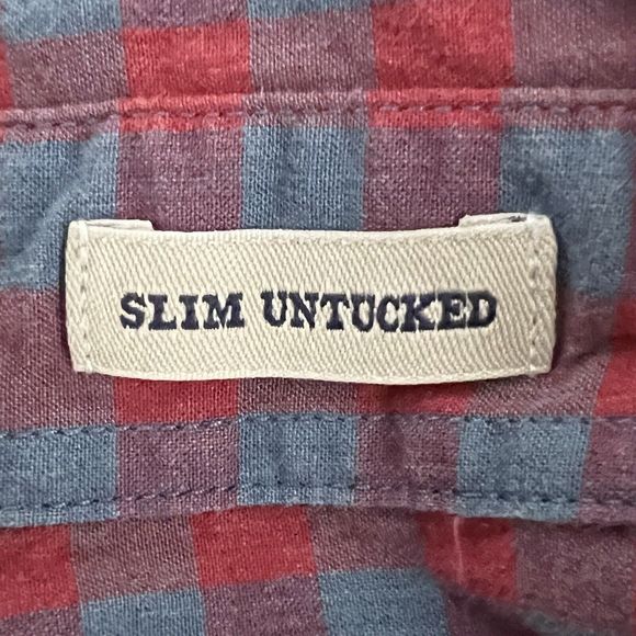 J Crew Shirt Mens Medium Red‎ Gingham Plaid Slim Untucked Career Casual Preppy - Picture 6 of 9